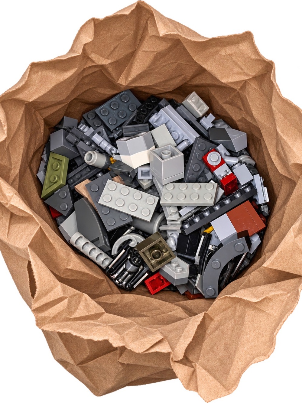 Lego Mixed Loose Bricks in Gray, Black, White & Red
